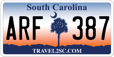 SC license plate ARF387