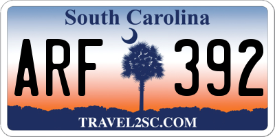 SC license plate ARF392