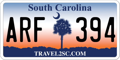 SC license plate ARF394