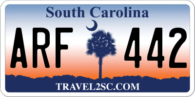 SC license plate ARF442