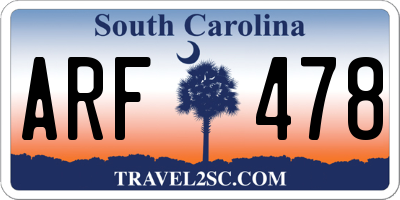 SC license plate ARF478