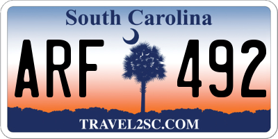 SC license plate ARF492