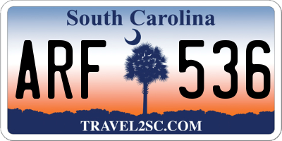 SC license plate ARF536