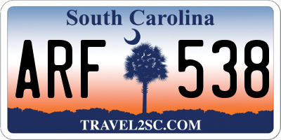 SC license plate ARF538