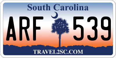 SC license plate ARF539