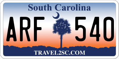 SC license plate ARF540