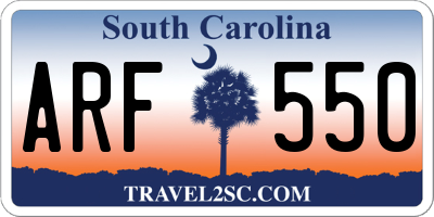 SC license plate ARF550