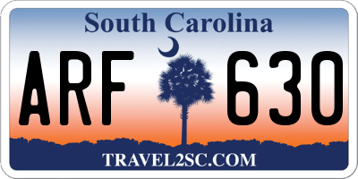 SC license plate ARF630