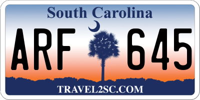 SC license plate ARF645