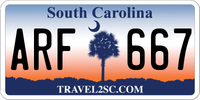 SC license plate ARF667