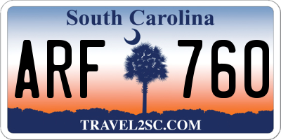 SC license plate ARF760