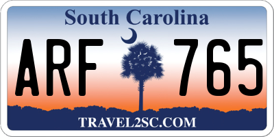 SC license plate ARF765