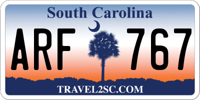 SC license plate ARF767