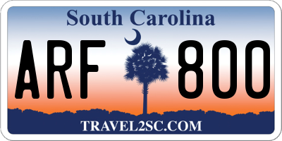 SC license plate ARF800