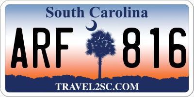 SC license plate ARF816