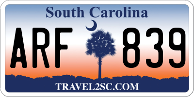 SC license plate ARF839