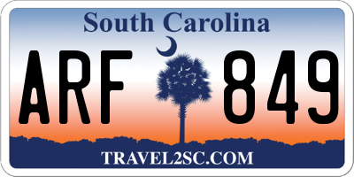 SC license plate ARF849