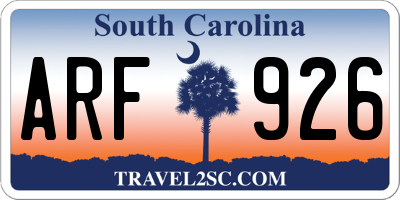 SC license plate ARF926