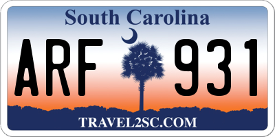 SC license plate ARF931