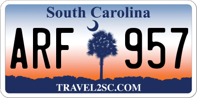SC license plate ARF957
