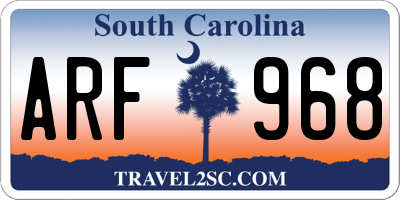 SC license plate ARF968
