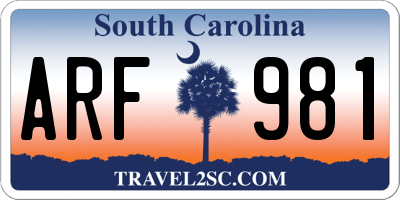 SC license plate ARF981