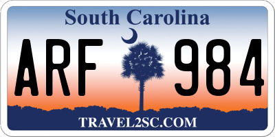 SC license plate ARF984