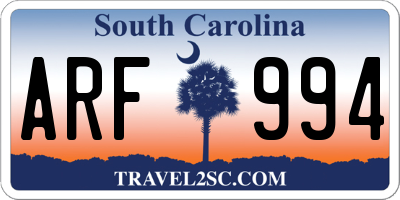 SC license plate ARF994