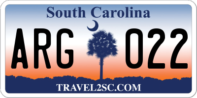 SC license plate ARG022