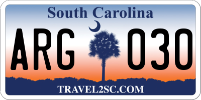 SC license plate ARG030