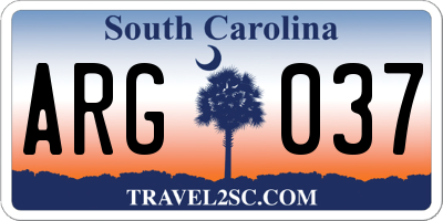 SC license plate ARG037