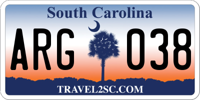 SC license plate ARG038