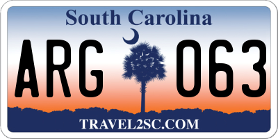 SC license plate ARG063