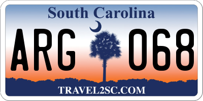 SC license plate ARG068