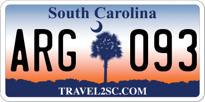 SC license plate ARG093
