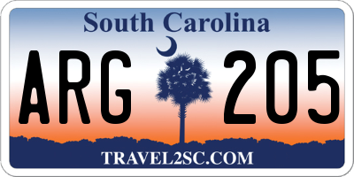 SC license plate ARG205