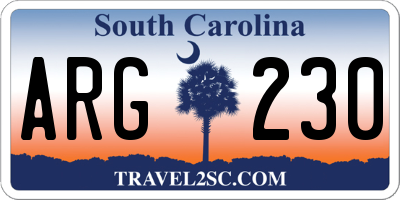 SC license plate ARG230