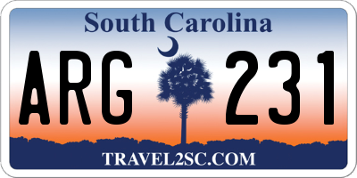 SC license plate ARG231