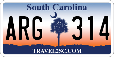 SC license plate ARG314