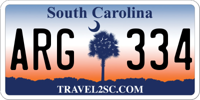 SC license plate ARG334