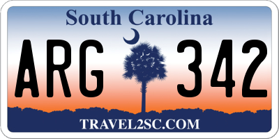 SC license plate ARG342