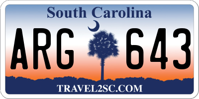 SC license plate ARG643