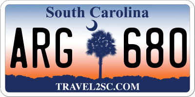 SC license plate ARG680