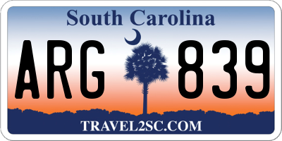 SC license plate ARG839