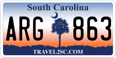 SC license plate ARG863