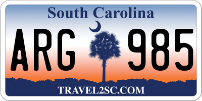 SC license plate ARG985