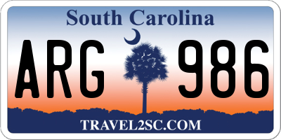 SC license plate ARG986