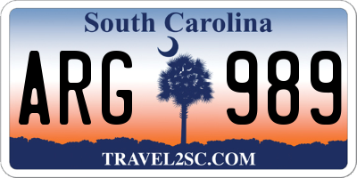 SC license plate ARG989