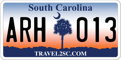 SC license plate ARH013