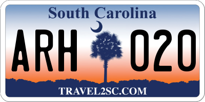 SC license plate ARH020